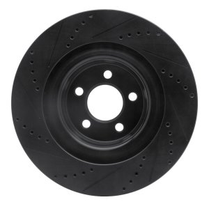 Chrysler 300 Brake Rotor (1) - Front Left - R1 Concepts - Drilled & Slotted - Black - `05-`23